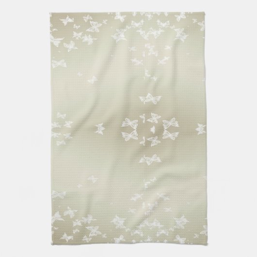 Witte Butterflies Theedoek (Verticaal)