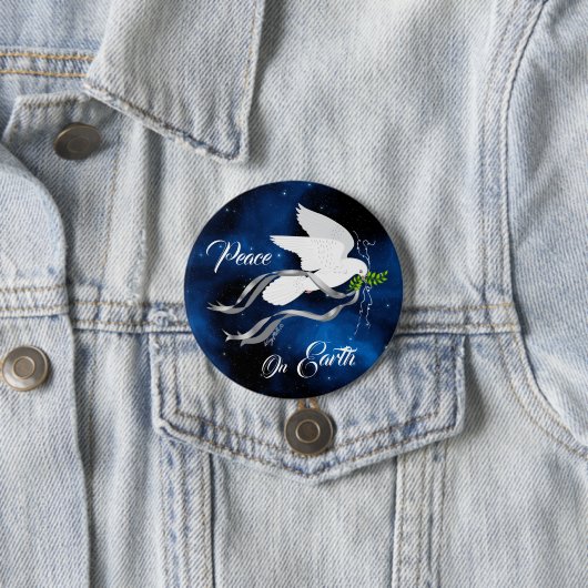 Witte Button met kerstduif (In situ)