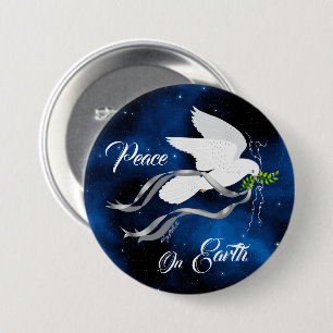 Witte Button met kerstduif