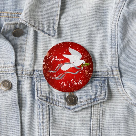 Witte Button met kerstduif (In situ)