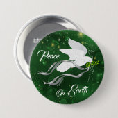 Witte Button met kerstduif (Voorkant /achterkant)