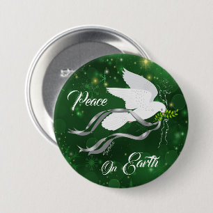 Witte Button met kerstduif