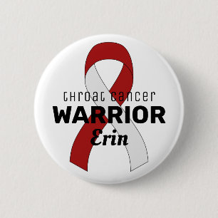 Witte Button met Throat Cancer Warrior Ribbon