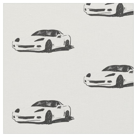 Witte C6 Corvette Hand getrokken schets stof (Close Up)