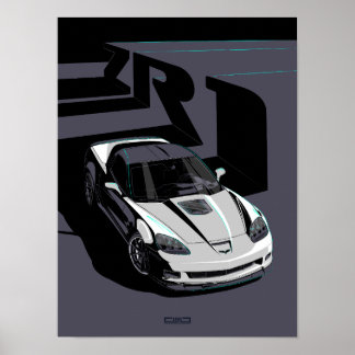 Witte C6 ZR1 illustratie Poster