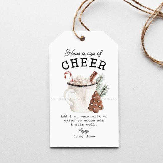 Witte Cacaocheer Cadeaulabel