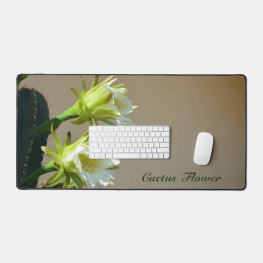Witte Cactus Bloemen Bloemen Bloemen Botanische Fo Bureaumat (Keyboard & Muis)