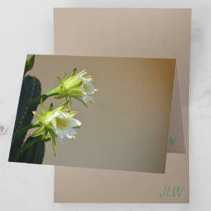 Witte Cactus Bloemen Bloemen Bloemen Taupe Blank N Kaart