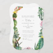Witte Cactus Elegante Bruid Ouders Beugel Kaart (Voorkant / Achterkant)