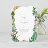 Witte Cactus Elegante Bruid Ouders Beugel Kaart (Staand voorkant)