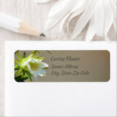 Witte Cactusbloem Botanische Taupe Retouradres Etiket (Insitu)