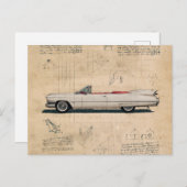  witte Cadillac auto Briefkaart (Voorkant / Achterkant)