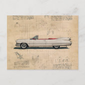  witte Cadillac auto Briefkaart (Voorkant)