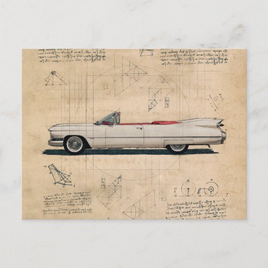  witte Cadillac auto Briefkaart (Voorkant)