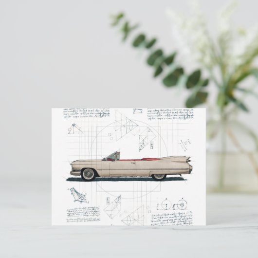  witte Cadillac auto Briefkaart (Staand voorkant)