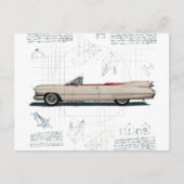  witte Cadillac auto Briefkaart (Voorkant)