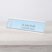 Witte Caduceus Dental Medische Spiegeltandenborste Bureau Naambordje (Voorkant)