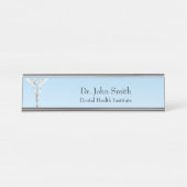 Witte Caduceus Dental Medische Spiegeltandenborste Bureau Naambordje (Voorkant)