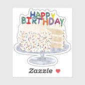 Witte cake met confetti strooisel en kaarsen sticker (Vel)