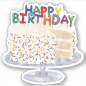 Witte cake met confetti strooisel en kaarsen sticker (Voorkant)