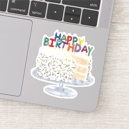 Witte cake met confetti strooisel en kaarsen sticker (Detail)