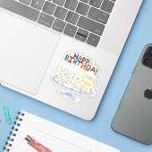 Witte cake met confetti strooisel en kaarsen sticker (Laptop met iPhone)