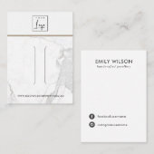 WITTE CALACATTA MARMEREN TEXTUUR HAARCLIP DISPLAY VISITEKAARTJE (Voorkant / Achterkant)