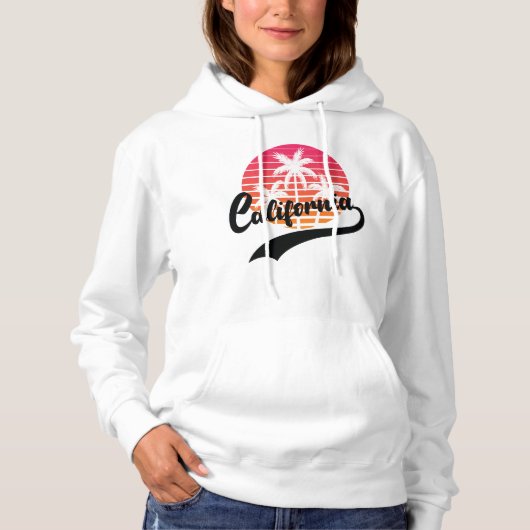 Witte California Retro Dames Hoodie (Voorkant)