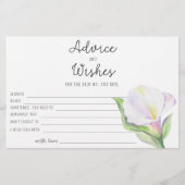Witte calla - advies en wensen bruidsfeest briefpapier (Voorkant)