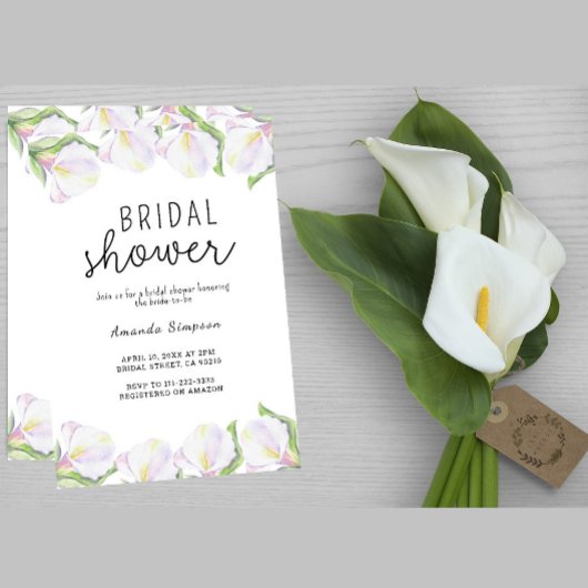 Witte Calla bloemen Bruidsdouche Kaart