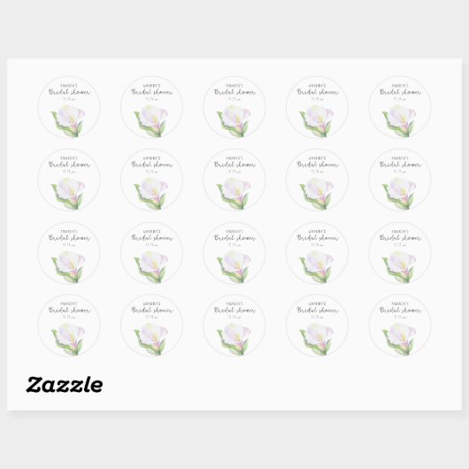 Witte calla - bruidsfeest ronde sticker (Vel)