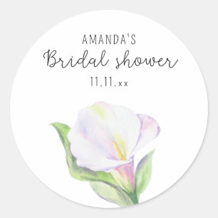 Witte calla - bruidsfeest  ronde sticker