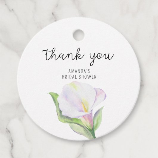 Witte calla - bruiloft dank je bedankjes labels (Voorkant)