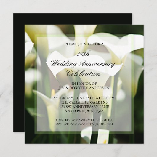 Witte Calla lelie 50ste huwelijksverjaardag Kaart (Voorkant / Achterkant)