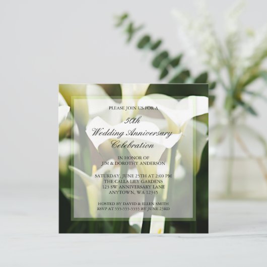 Witte Calla lelie 50ste huwelijksverjaardag Kaart (Staand voorkant)