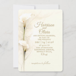 Witte Calla Lelie Aquarel Bloem Eenvoudige Bruilof Kaart