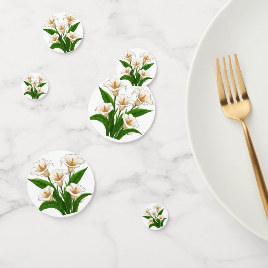 Witte Calla Lelie Boeket Met Groene Bladeren Confetti (Groep)