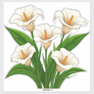 Witte Calla Lelie Boeket Met Groene Bladeren Sticker