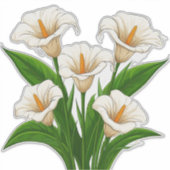 Witte Calla Lelie Boeket Met Groene Bladeren Sticker (Voorkant)