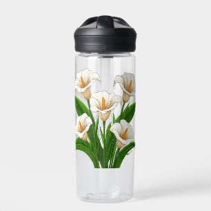 Witte Calla Lelie Boeket Met Groene Bladeren Waterfles