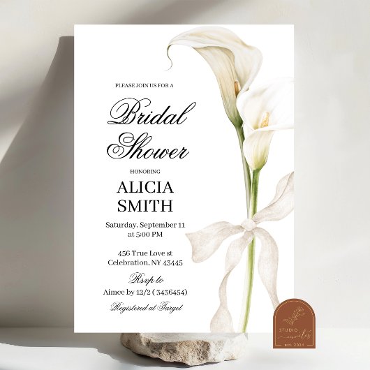 Witte Calla Lelie Bruidsborrel Uitnodiging