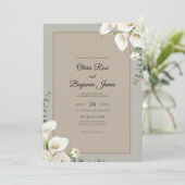 Witte Calla Lelie Bruiloft Kaart (Staand voorkant)