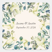 Witte Calla lelie en Eucalyptus  Vierkante Sticker (Voorkant)