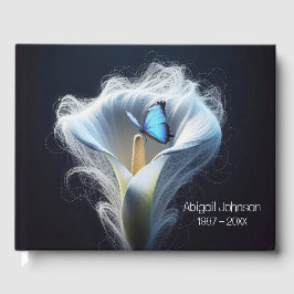 Witte Calla Lelie en Vlinder Herdenkingsdienst Gastenboek