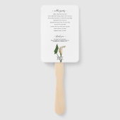 Witte Calla Lelie Groene Botanische Trouwprogramma Handwaaier (Achterkant)