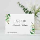 Witte Calla Lelie Huwelijks Plaatskaart (Staand voorkant)