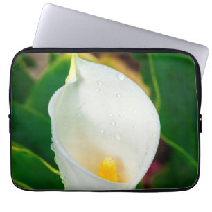 Witte Calla lelie Macro Botanische Foto Natuur Kun Laptop Sleeve