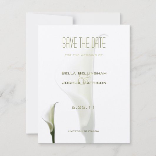 Witte Calla Lelie Save the Date Aankondiging (Voorkant)