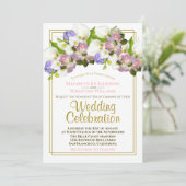 Witte Calla Lelies & Roze Rozenknoppen Lente bruil Kaart (Staand voorkant)