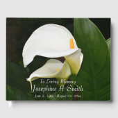 Witte Calla Lilies Floral Memorial Service Gastenboek (Voorkant)